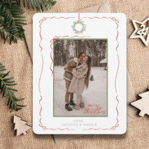 Red Bow-jullkort för andningsskydd i hand plockade