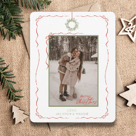 Red Bow-jullkort för andningsskydd i hand plockade Julkort