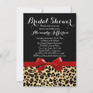 Red Bow Leopard Skriv ut Inbjudningskort för möhip