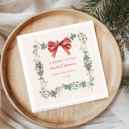 Red Bow Merry Little Christmas Bridal Shower Pappersservett