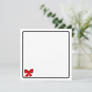Red bow note card anteckningskort
