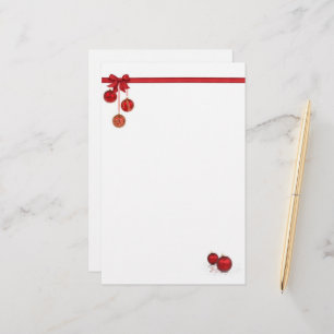 Red Bow och Ornament Stationery Brevpapper