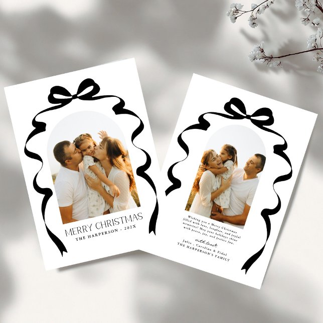 Red Bow Photo God jul Arch Julkort (Skapare uppladdad)