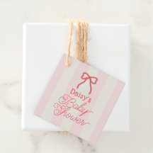 Red Bow & Pink Stripes Baby Shower