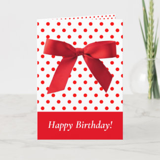 Red Bow Polka dots Grattis på födelsedagen Festive Kort