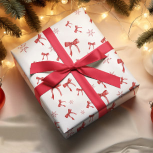 Red Bow Red Snowflake-julafton Papper Presentpapper