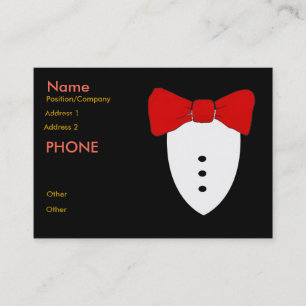 Red Bow Tie Black Tux Visitkort