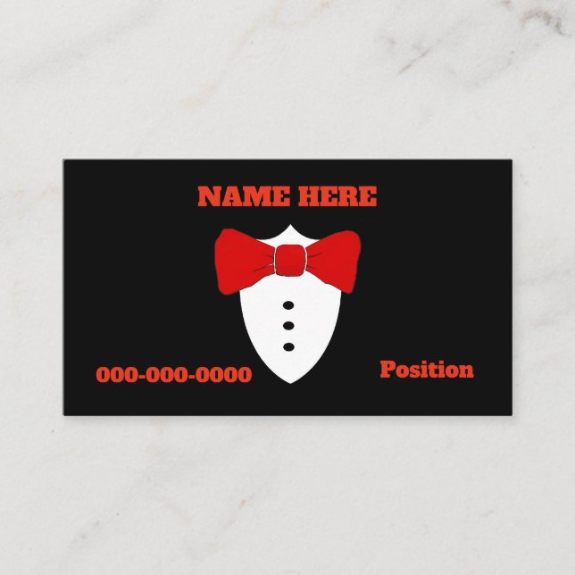 Red Bow Tie, Tux, lägg till information Visitkort (Framsida)