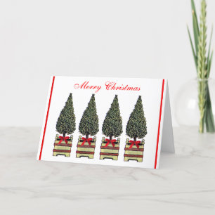 Red Bow Topiary Julgran Elegant Classic Helgkort