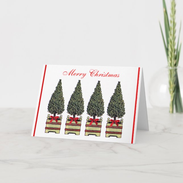 Red Bow Topiary Julgran Elegant Classic Helgkort (Framsida)
