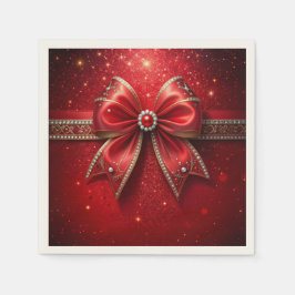 Red Bow with Pearls and Jewels Napkins Pappersservett
