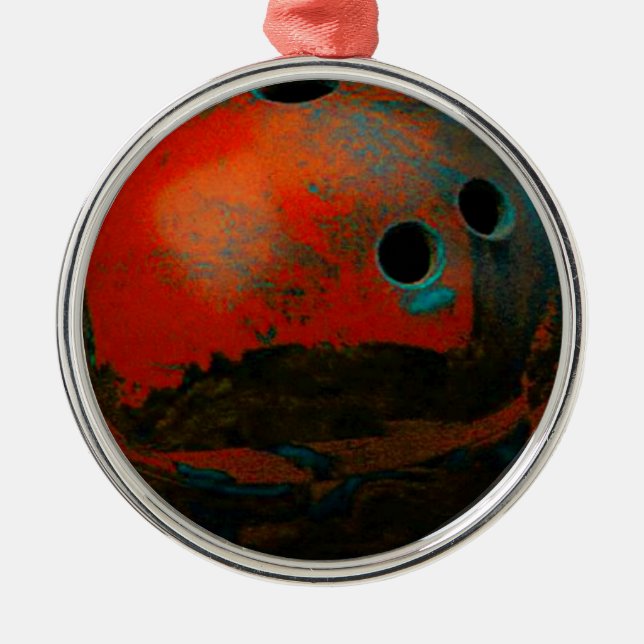 Red Bowling Ball anpassa den Julgransprydnad Metall (Framsidan)