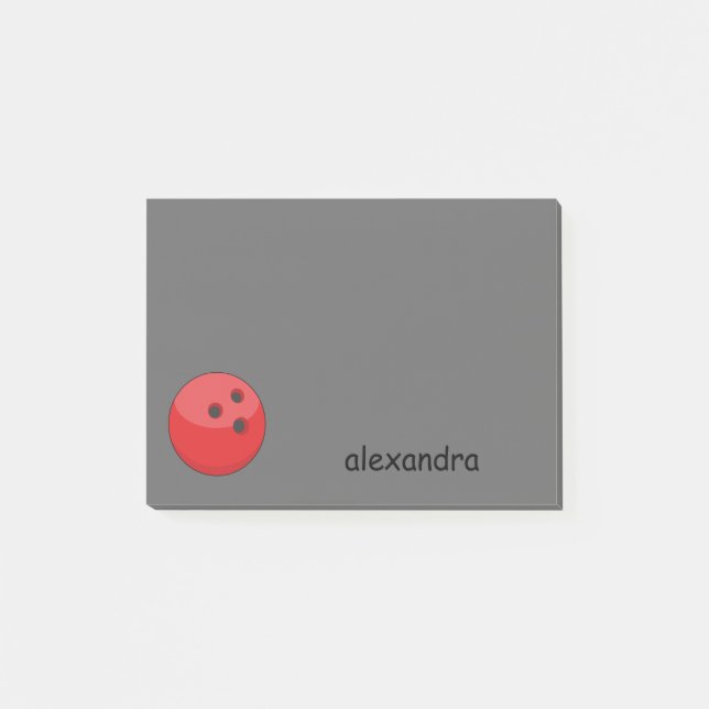Red Bowling Ball Personalize Post-it Block (Framsida)