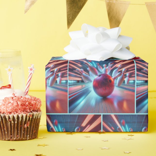 Red Bowling Ball Strejka Presentpapper (Födelsedagsfest)