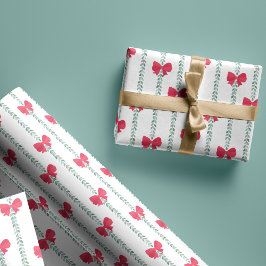 Red Bows & Garland Mönster för julgåvor Presentpapper