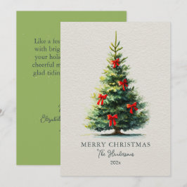 Red Bows Merry Christmas Tree Julkort