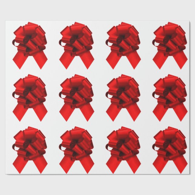Red Bows on White Wrapping Papper Presentpapper (Platt)