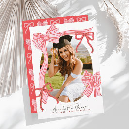 Red Bows Photo Graduation Announcement Inbjudningar