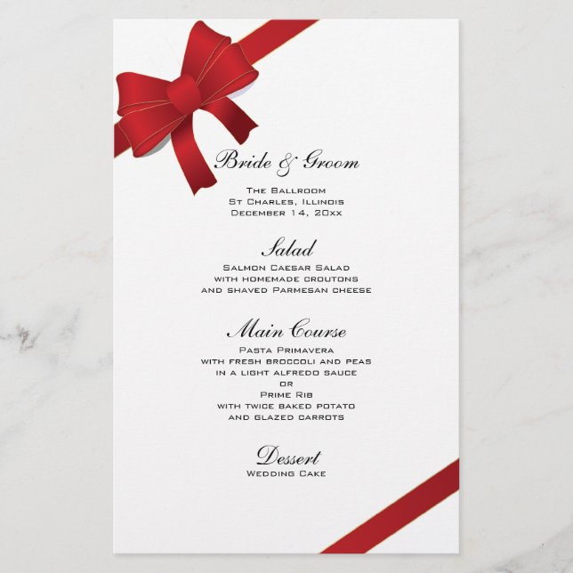 Red Bows Winter Wedding Menu (Framsida)