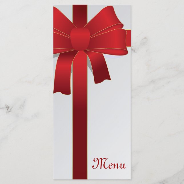 Red Bows Winter Wedding Menu Meny (Framsida)
