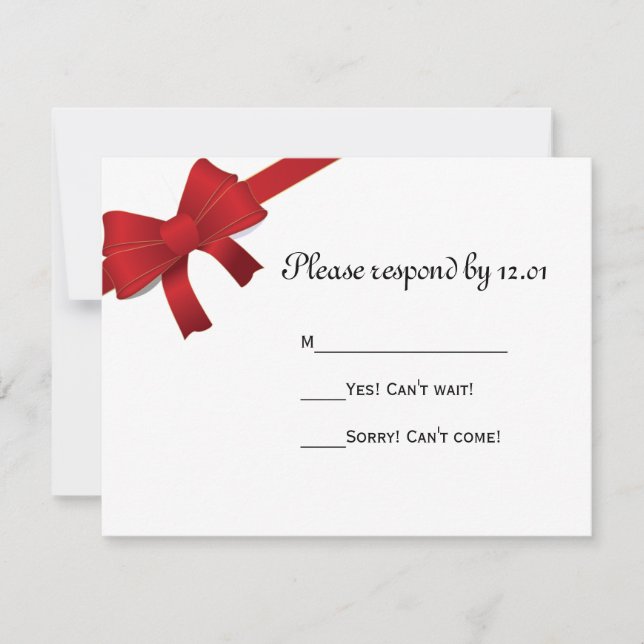 Red Bows Winter Wedding OSA Responcard (Framsida)