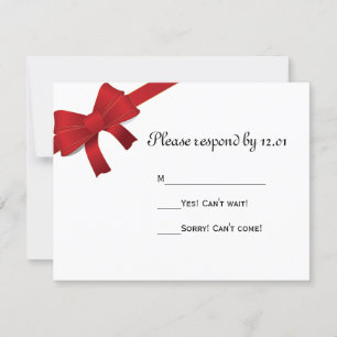Red Bows Winter Wedding OSA Responcard Kort