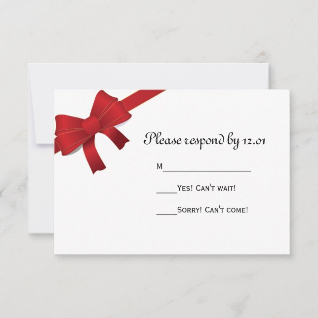 Red Bows Winter Wedding OSA Responcard Kort (Framsida)