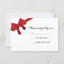 Red Bows Winter Wedding OSA Responcard