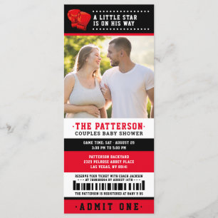 Red Boxing Biljett Par Baby Shower Photo Inbjudningar