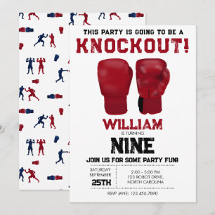Red Boxing-handskar Barns födelsedag Party Inbjudningar
