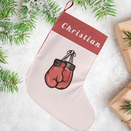 Red Boxing Handskar Boxer Athletic Coach Kids Namn Liten Julstrumpa
