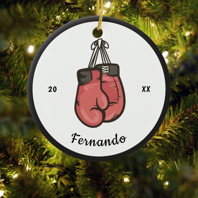 Red Boxing-handskar för konkurrenskraftig Boxer Na Julgransprydnad Keramik (Skapare uppladdad)