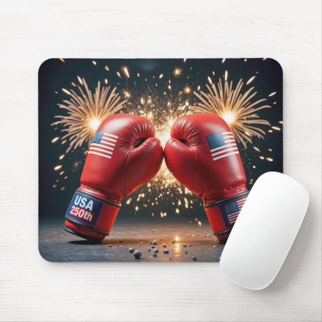 Red Boxing Handskar för USA, 250:e födelsedagen Musmatta (Med mus)