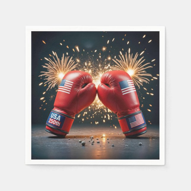 Red Boxing Handskar för USA, 250:e födelsedagen Pappersservett (Framsidan)