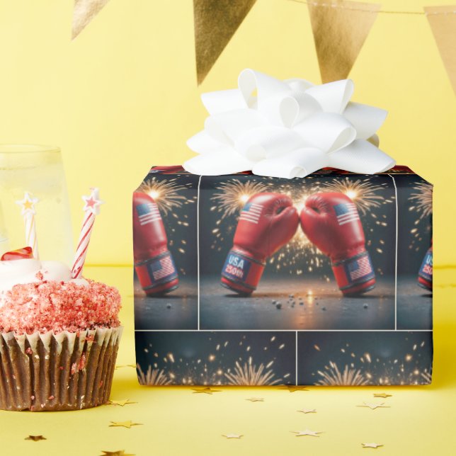 Red Boxing Handskar för USA, 250:e födelsedagen Presentpapper (Födelsedagsfest)