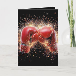 Red Boxing-handskar från födelsedagen i Fireworks Kort
