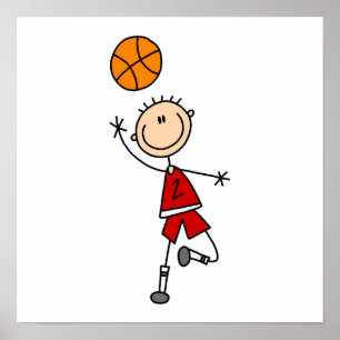 Red Boy Basketball Player t-shirts och presenter Poster