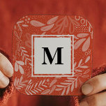 Red Bramble | Festivt botaniskt monogram Fyrkantigt Klistermärke<br><div class="desc">Överst på din post eller party med de här klistermärkena med fet,  vattenfärgad löv. Anpassa med ditt eget monogram eller ge som gåva!</div>