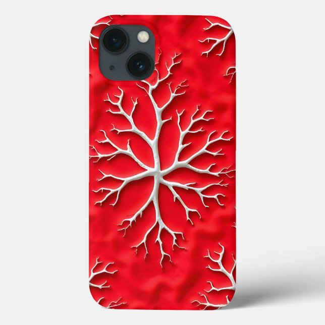 Red Branch Art iPhone Case with Embossed Design (Baksida)