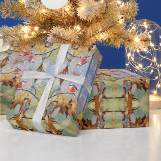 Red Breast Bird Gift Wrapping Paper Presentpapper