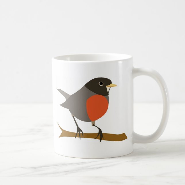 Red Breast Robin på Gren Kaffemugg (Höger)