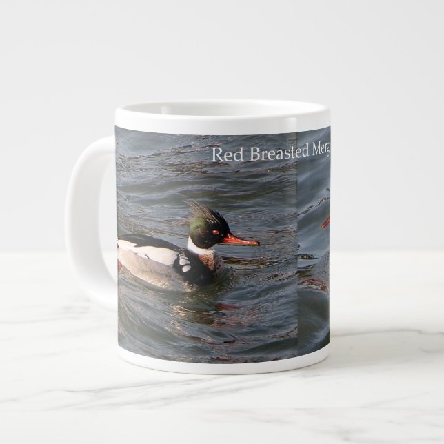 Red Brested Merganser mugg Jumbo Mugg (Framsida vänster)