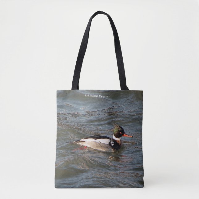 Red Brested Merganser över hela säcken Tygkasse (Framsida)