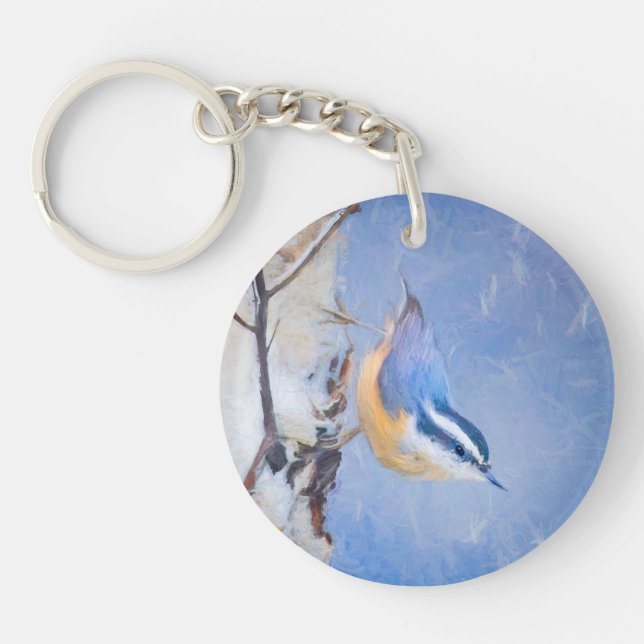Red-Brested Nuthatch Painting Original Bird Art (Framsidan)