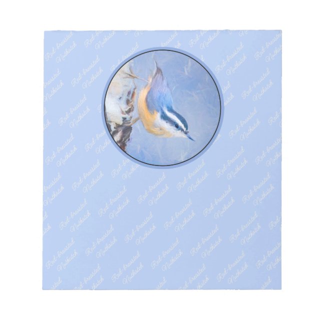 Red-Brested Nuthatch Painting Original Bird Art Anteckningsblock (Framsida)