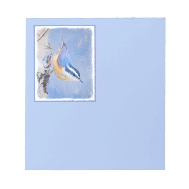 Red-Brested Nuthatch Painting Original Bird Art Anteckningsblock (Framsida)