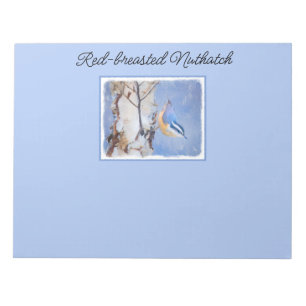 Red-Brested Nuthatch Painting Original Bird Art Anteckningsblock