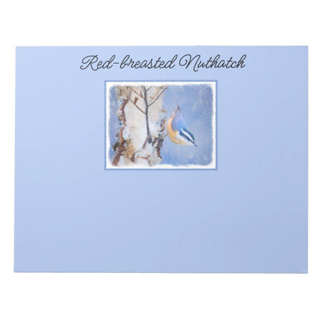 Red-Brested Nuthatch Painting Original Bird Art Anteckningsblock (Framsida)