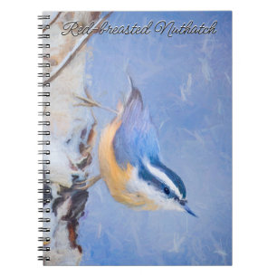 Red-Brested Nuthatch Painting Original Bird Art Anteckningsbok