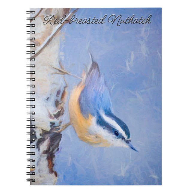 Red-Brested Nuthatch Painting Original Bird Art Anteckningsbok (Framsidan)